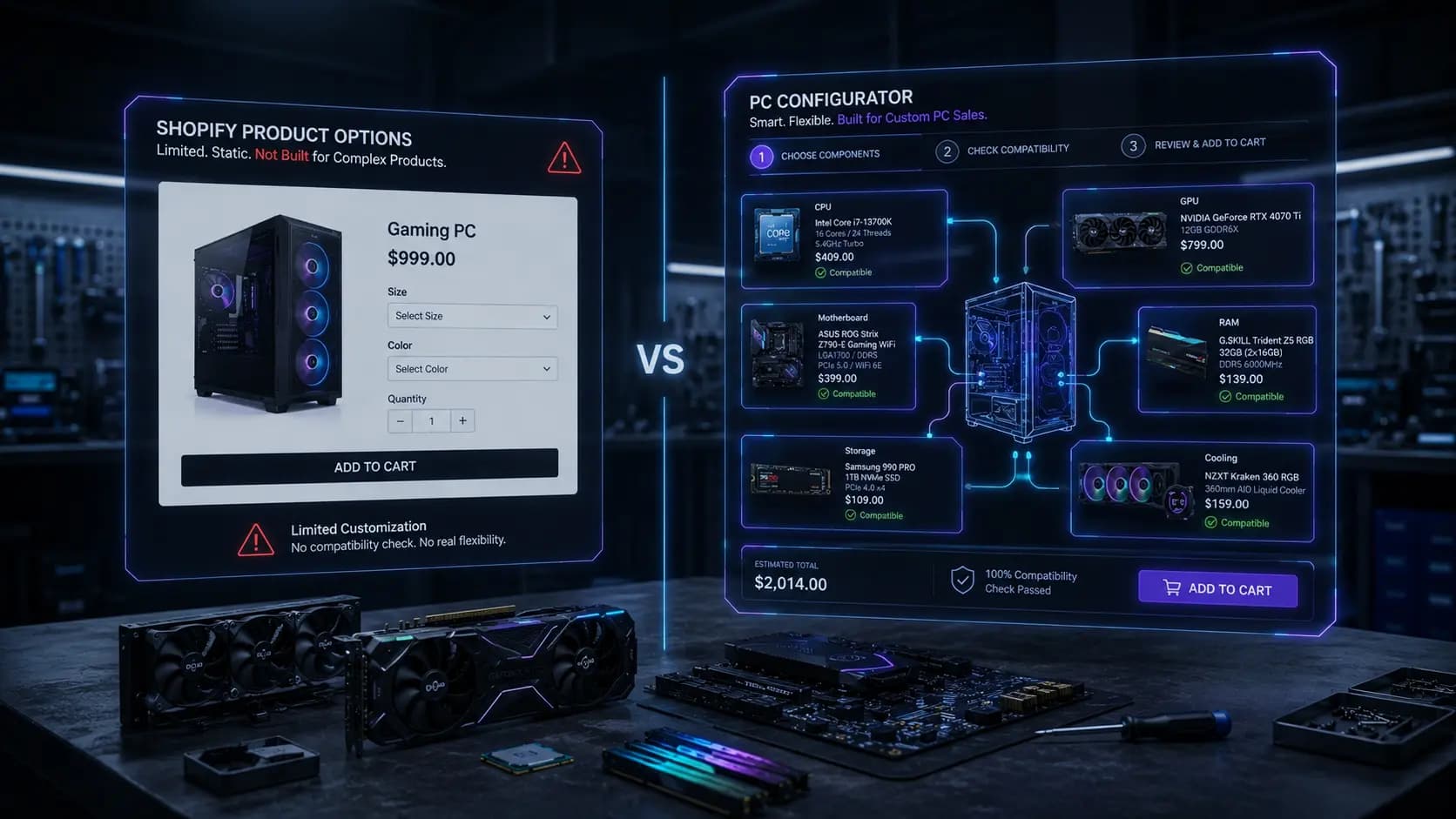 PC Configurator vs. Shopify Product Options: Which One Actually Sells Custom Builds?